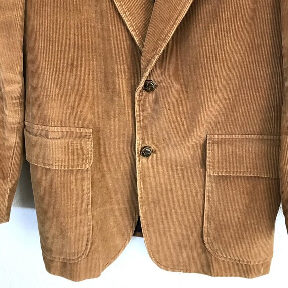 Vintage Montgomery Wards Tan Corduroy 2 Button Blazer Jacket R40 - Picture 4 of 12